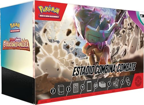 Pokémon: Estadio Combina y Combate de Escarlata y Púrpura-Evoluciones en Paldea (2 Barajas, 11 Paquetes de Mejora y más)