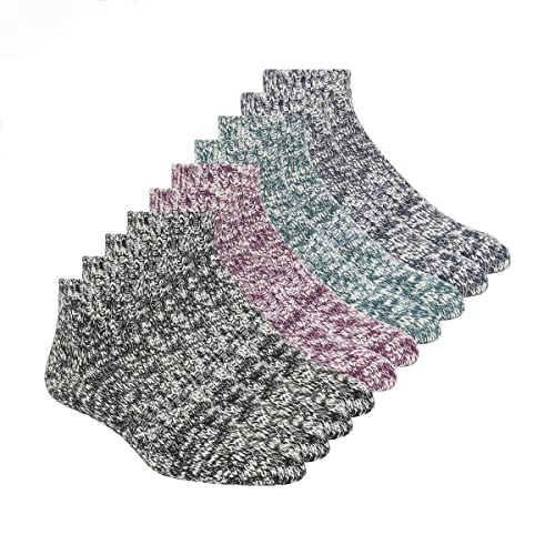 Weatherproof Women's Ankle Boot Socks Soft Cotton Blend, Black Gray Teal, 6 Pairs, 9.5 (1533563)