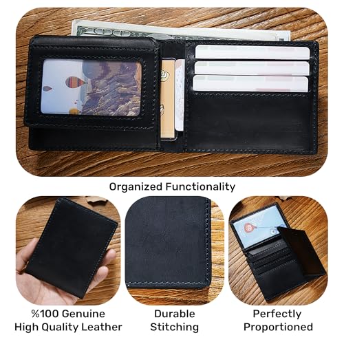 HIFA Leather Wallet for men, Mens wallet – Soft Touch Rustic Leather, RFID blocking, Extra Capacity with 2 ID Slot, Compact Convenience and Ideal Gift - Men's Wallet with 8 Card Slots2