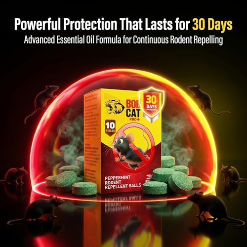 Image of BOB CAT Pro+ Peppermint Repellent Rat Balls | Protection from Rodent | Safe No-Kill | 100% Herbal & Natural | 30-Day Protection | for Car, Home,Warehouse,Factory & Office | 10 Piece |Formulation 1X