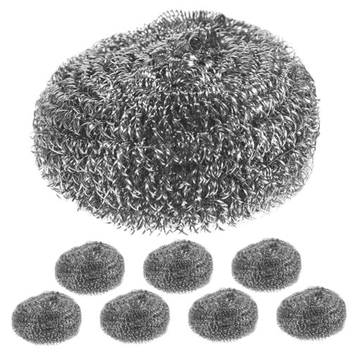 Alipis 8pcs Stainless Steel Wire Ball Dryer Grout Stainless Scourer Mitts Bowl Electric Wok Hot Water Kettle Oust Boiling Dishwasher Liquid Balls Scrubber Cookware Refill Silver