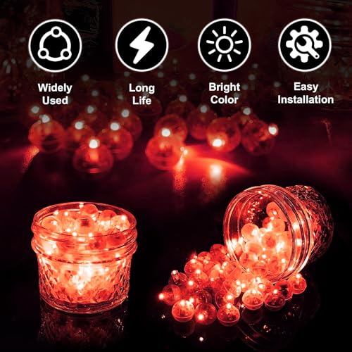 Image of Balloon Lights, Mini LED Lights for Balloons, 100 PCS, Red