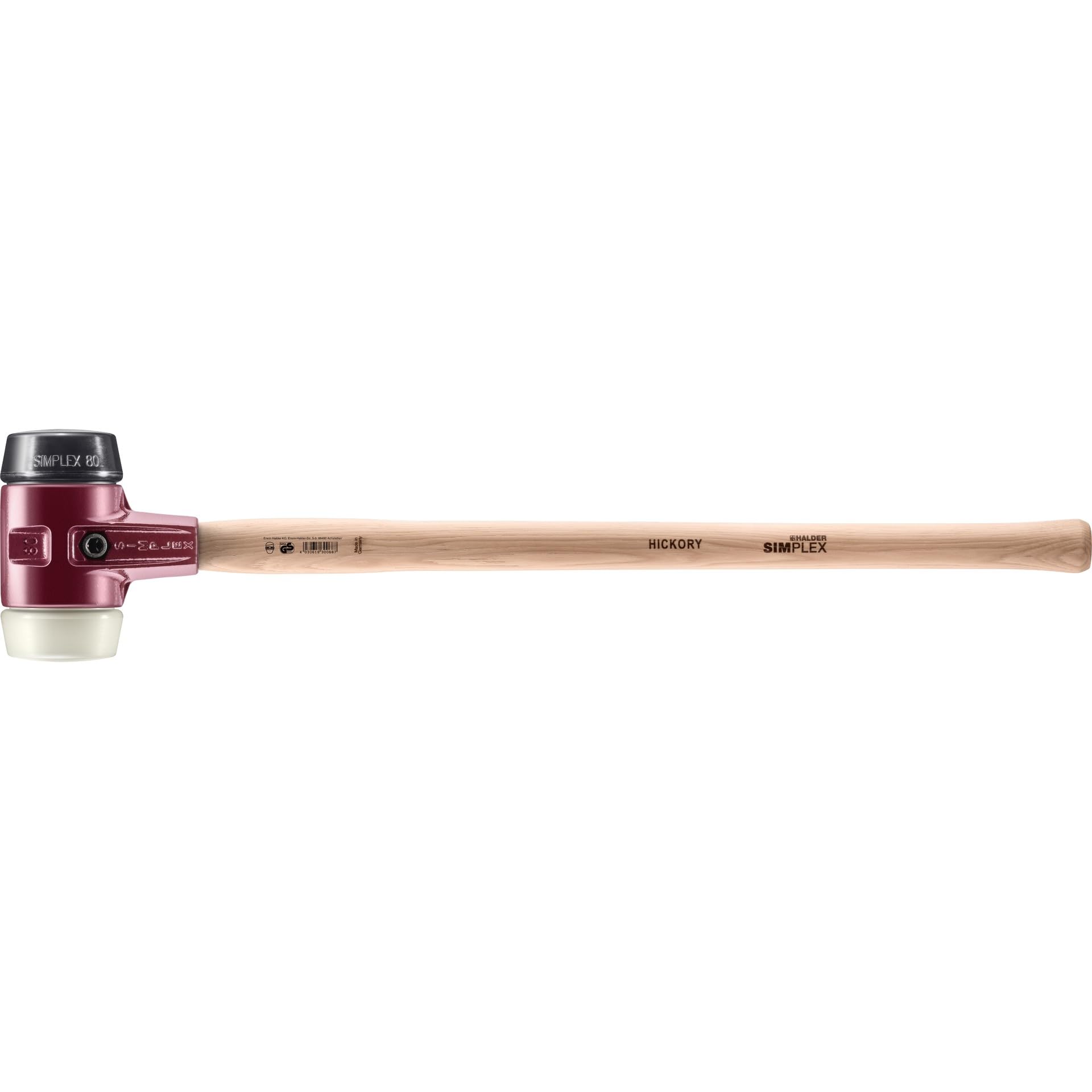 Halder 3028081 "Simplex" Sledge Hammer with Rubber/Nylon Hickory Handle, Multi-Colour, 80 mm