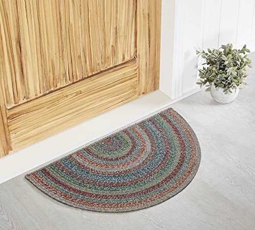 Tapete semicírculo de yute multicolor 19.5x36