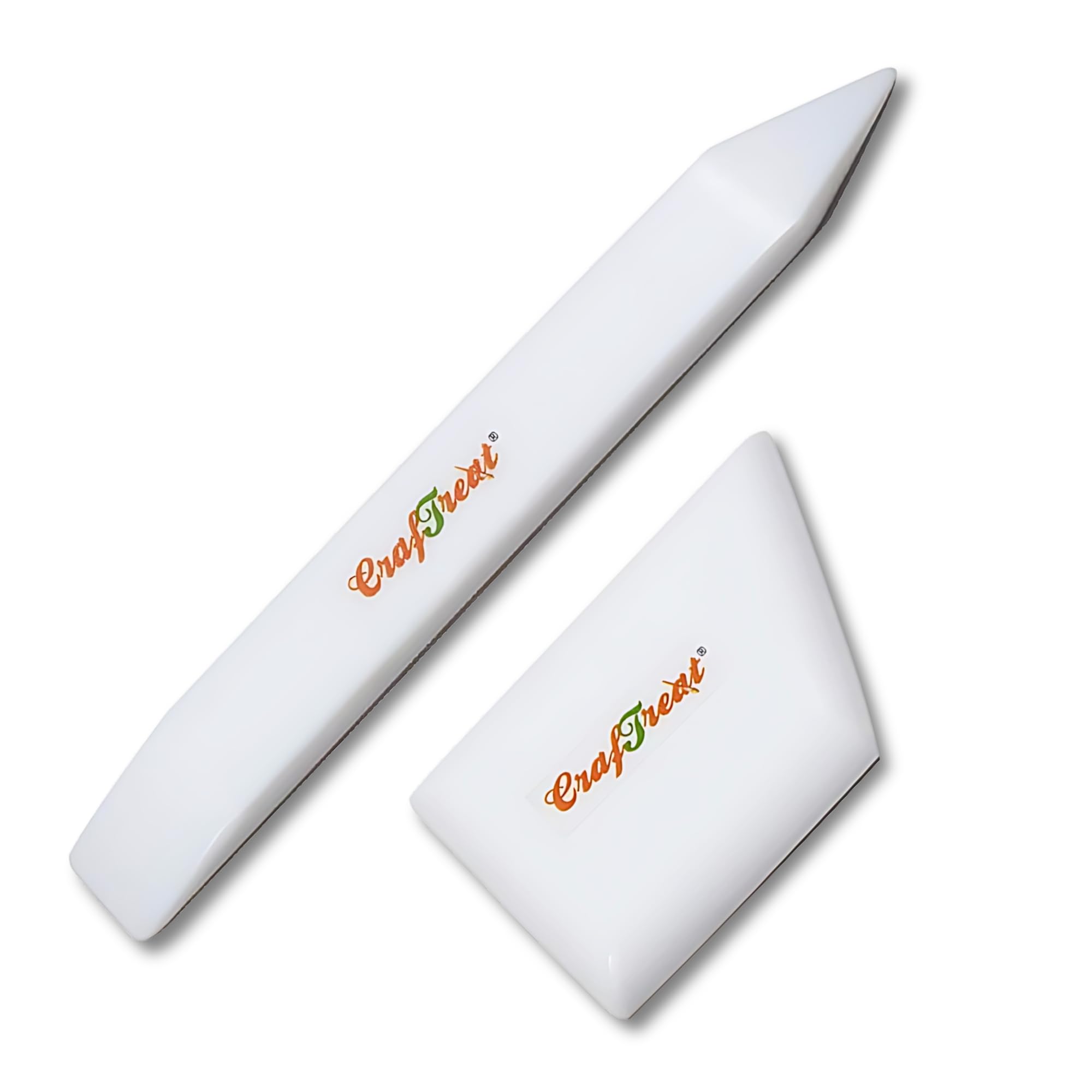 CrafTreat Teflon Bone Folders for Card Making - Large & Ergo Square Bone Folder Set - Teflon Bone Folder Craft Tool for Scoring, Creasing, Bookbinding, Origami and Paper Crafts - Art & Craft supplies