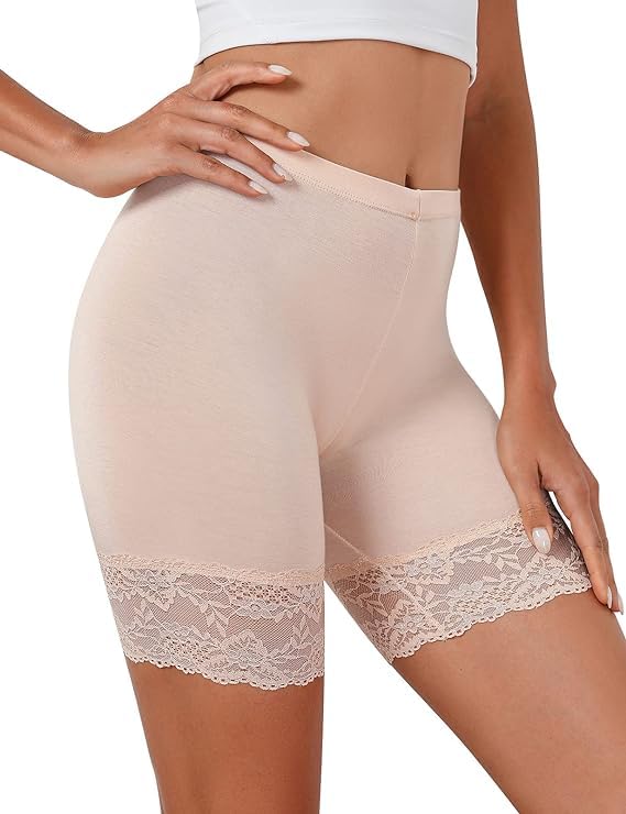 Shapewear Slip Shorts Under Dresses for Women's Girls Seamless Sports Underskirts Mid Thigh Boyshorts Lace Cycling, Yoga, Swim Shorts Safety Regular Shorts. Pack of 1 (Skin_ XS)-image-43