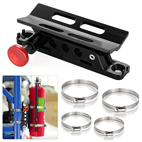 Quick Release Adjustable Fire Extinguisher Mount Holder for Wrangler UTV Polaris RZR Ranger with Pillar (Support 1-10Lb Extinguishers), 4 Mounting Clamps