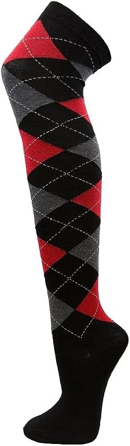COUVER Women's Thigh High/Over Knee Fashion Argyle Socks, Medium, 1 Pair