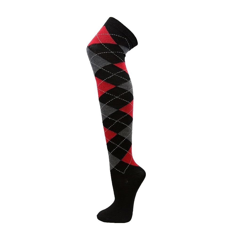 COUVER Women Argyle Thigh High Socks
