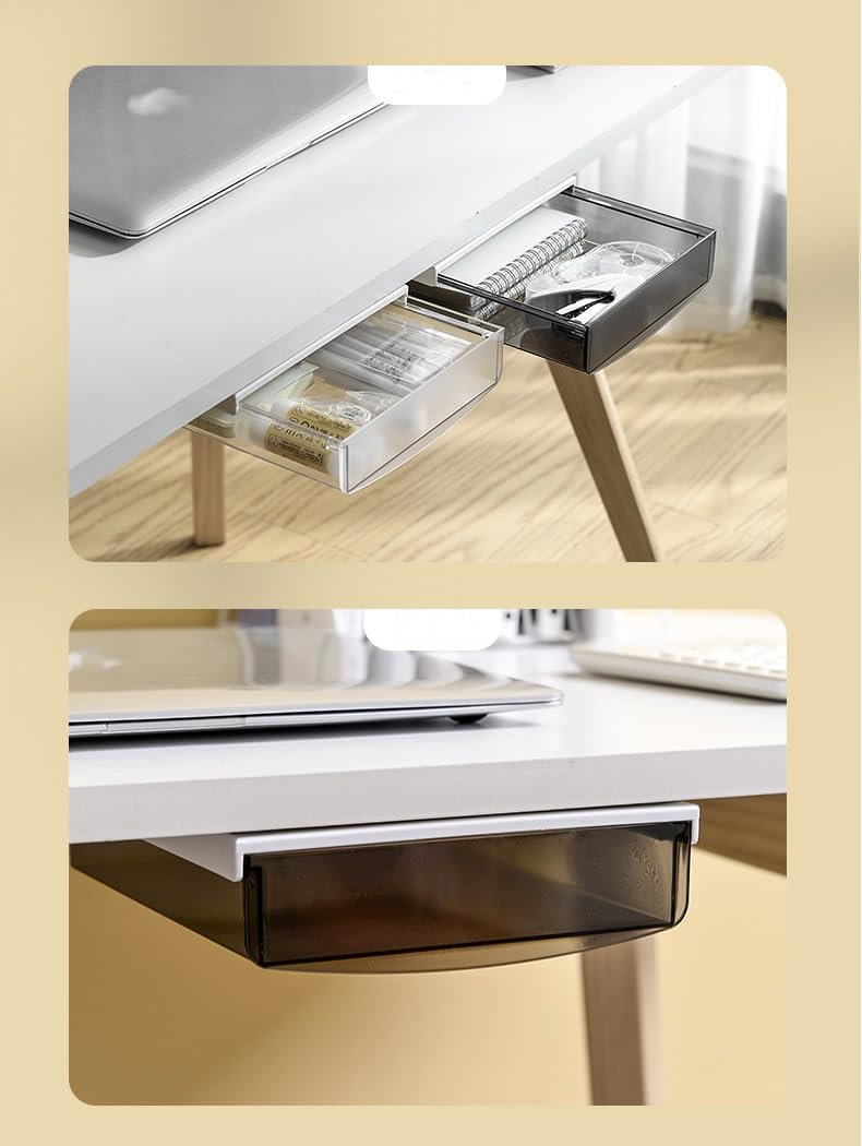 TUKA-i-AKUT 4X 3,5L Cassetti Sotto Scrivania, 24x21x8cm Autoadesivo Nascosta Cassetto Sottostruttura, Scatola di Portaoggetti per Scrivania/Mobile/Libreria/Mobile da Cucina ecc. 4 Unità Nero TKD8605