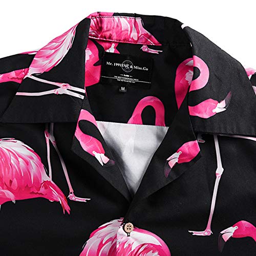 Loose Flamingo Shirt Print Short-Sleeved Shirt Couple Tops Hawaiian Shirt4