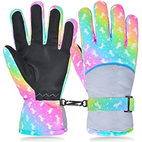 AuSletie Kids Gloves Winter Waterproof Snow Ski Gloves for Girls, Winter Outdoors Warm Snowboard Gloves for Children Cover