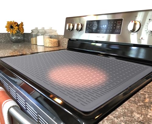 Thermochromic Stove Top Cover for Electric Stove - Silicone Stove Mat for Glass Top, Glass Cooktop Protector, Range Covers for Electric Stove (Gray-Pink,Temperature-changing)
