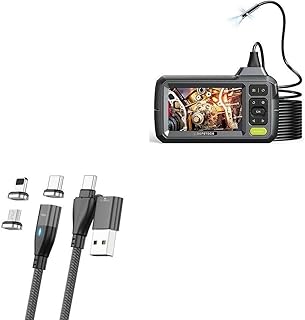 BoxWave Cable Compatible with Depstech Triple Lens Borescope (4.5 in) - MagnetoSnap PD AllCharge Cable (100W), Magnet PD 100W Charging Cable USB Type-C Micro USB - Jet Black