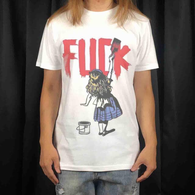 新品 ビッグプリント ペンキ落書き女の子 不思議の国のアリス FUCK Tシャツ Amazon.co.jp: ビッグプリント ペンキ落書き女の子 不思議の国の