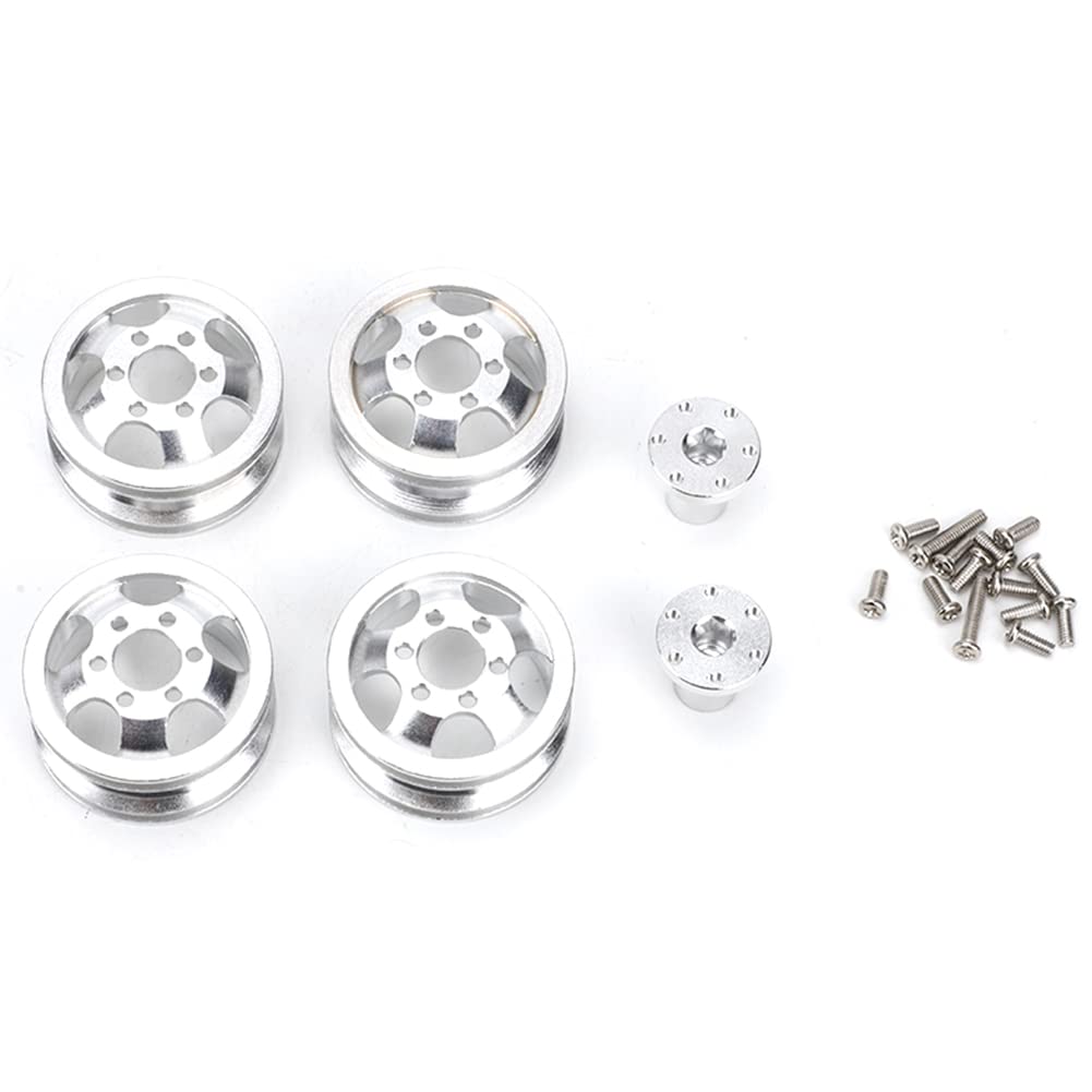 UIKEEYUIS Moyeu Jante Alliage Alu – Simple/Double Roue – Pour WPL 1/16 C14 C24 C34 C44 – RC 4WD – Argent