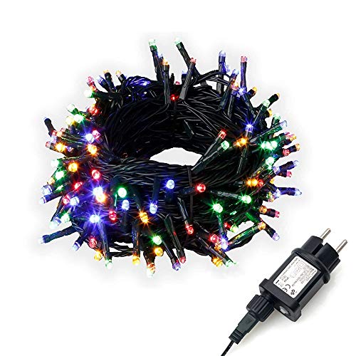 dystaval - Guirnalda luminosa de 10 m, 100 ledes, RGB, para exteriores, Navidad, 8 modos, impermeable, IP65, 220 V-31 V, multicolor Cover