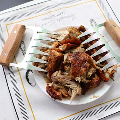 Bear Claw Stainless Steel/Wood Barbecue Meat Claws Convenient Kitchen Pork Shredder Multi-Function Shredding BBQ Forks by SHG_shop