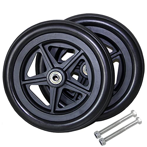 Ruedas delanteras y traseras de goma maciza para silla de ruedas, 2 unidades, ruedas de 6, 7 y 8 pulgadas, pieza de repuesto manual para sillas de ruedas, con rodamiento, para sillas de ruedas,