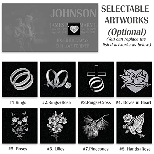Image of 20x10 Double Headstones for Graves, Granite Memorial Stones, Companion Grave Markers for Cemetery for Humans, Outdoor Customized Memorial Plaques for Two People, in Loving Memory of Parents, Couples
