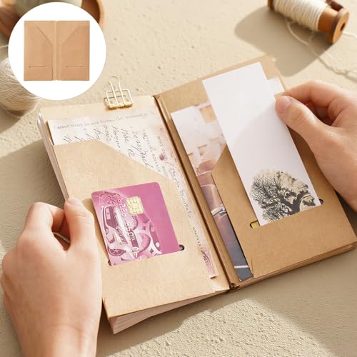 2 Pack Zipper Case & Kraft Card Holder Notebook Set – Travel Journal Accessories Kit for Standard 8 x 8.66 Inch Refillable Journals, Organizers & Scrapbooks - Image 4