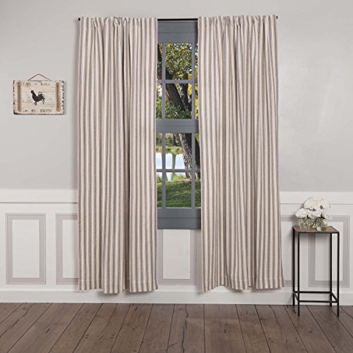 Piper Classics Market Place Gray Ticking Stripe Panel Curtains, Set of 2, 96