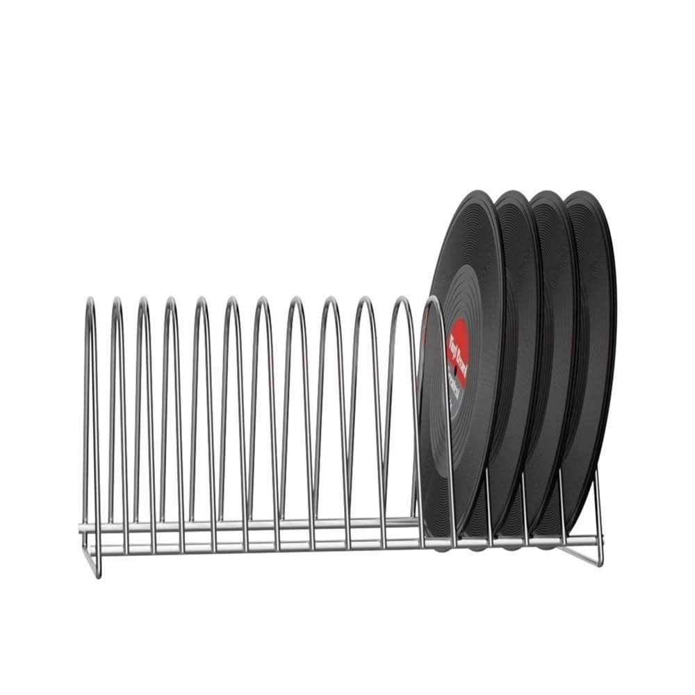 RYUQW3RE Cd Storage Rack Triangle Vinyl Record Storage Holder, Stainless Steel Display Rack, Desktop Multifuncion File Organizer(L)
