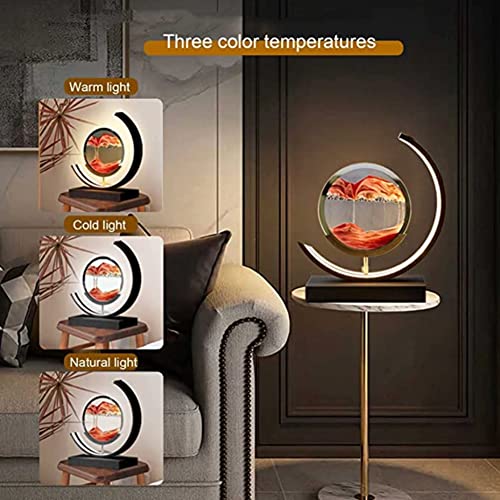 360° Rotating Hourglass Decoration,3D Moving Sand Art Table Lamp,16 Color Changing Sand Liquid Motion Desk Lamp,Rgb Colorful Creative Sea Quicksand Moving Sand Art Picture Night Light,C #TOP3