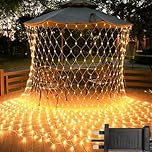 Joysing Net Lights Outdoor 3 x 2M 208 LED Net Lights Main Powered with Timer, Connectable Mesh Light 8 Modes Window Light Indoor Waterproof for Bushe Fence Wall Gazebo Garden Decoraion