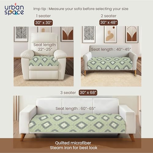 Image of Urban Space 2 Seater Quilted Sofa Cover mat, Non-Slip Sofa Protector, Easy Care & Machine Washable Cover, Sofa Seat Runner for Couch for Living Space (2 Seater - Starlight)