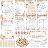 Funnymoom 426 Pcs Rose Baby Shower Games Set Pack, 8 Games Floral