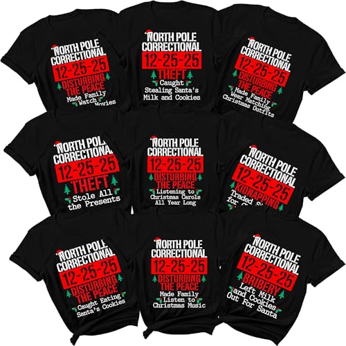 North Pole Correctional T-Shirts, Matching Christmas T-Shirt for Family Christmas Shirts, Holiday T-Shirt, Xmas Festive Tee