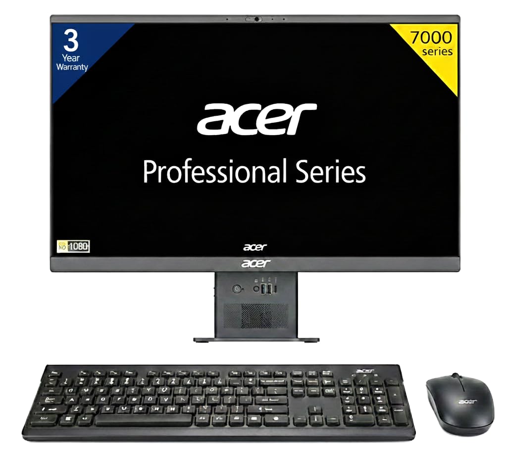 acer Professional All in One, Core i5-13500H,(16GB RAM 5200 MT/s 1TB NVME SSD), 23.8 FHD Antiglare, FHD Camera with Privacy Shutter, Windows 11, MSO, Wireless Keyboad Mouse,3 Year Warranty, Black