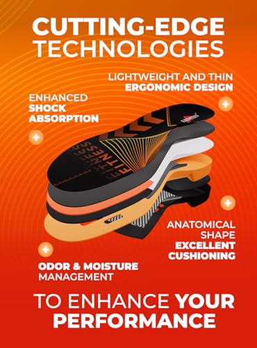 Image of Running & Sport Insoles for Men & Women - Athletic Sneaker Inserts | Shock Absorption, Energy Return, Cushioned, Basketball, Walking, Hiking, Tennis, Cleats, Gym Training, Arch Support