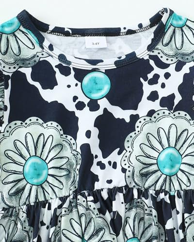 Toddler Girls Cute Print Summer Dresses Little Girl Ruffle Sleeve Twirly Swing Kids Dress with Pockets4