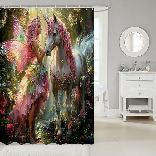 Rideau de douche imperméable anti-éclaboussures Manfei licorne - 3