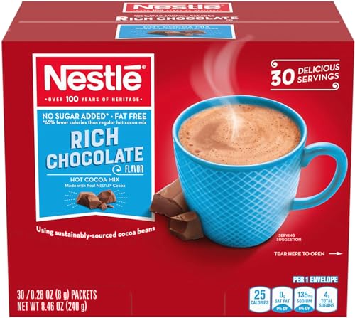 Nestle Cocoa Mix No Sugar Added 60 Count .28 Oz Packets (2 - 30 ct boxes)