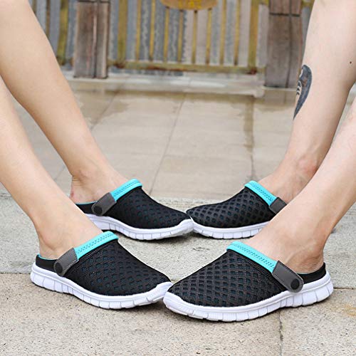 Hsyooes Mens Womens Mules & Clogs Garden Shoes Summer Breathable Mesh Slippers Non-Slip Outdoor Beach Sandals Unisex Blue,11 Women/9 Men,Label Size 43 #TOP5