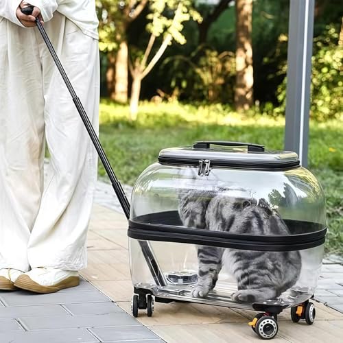 Transportín para mascotas con ruedas de 360°, asa externa para un fácil transporte, ideal para viajar con gatos o perros pequeños de hasta 21.8 kg