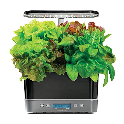 Image of AeroGarden Harvest Elite Indoor Garden Hydroponic System with LED Grow Light and Seed Kit, Holds up to 6 Pods, Platinum Stainless