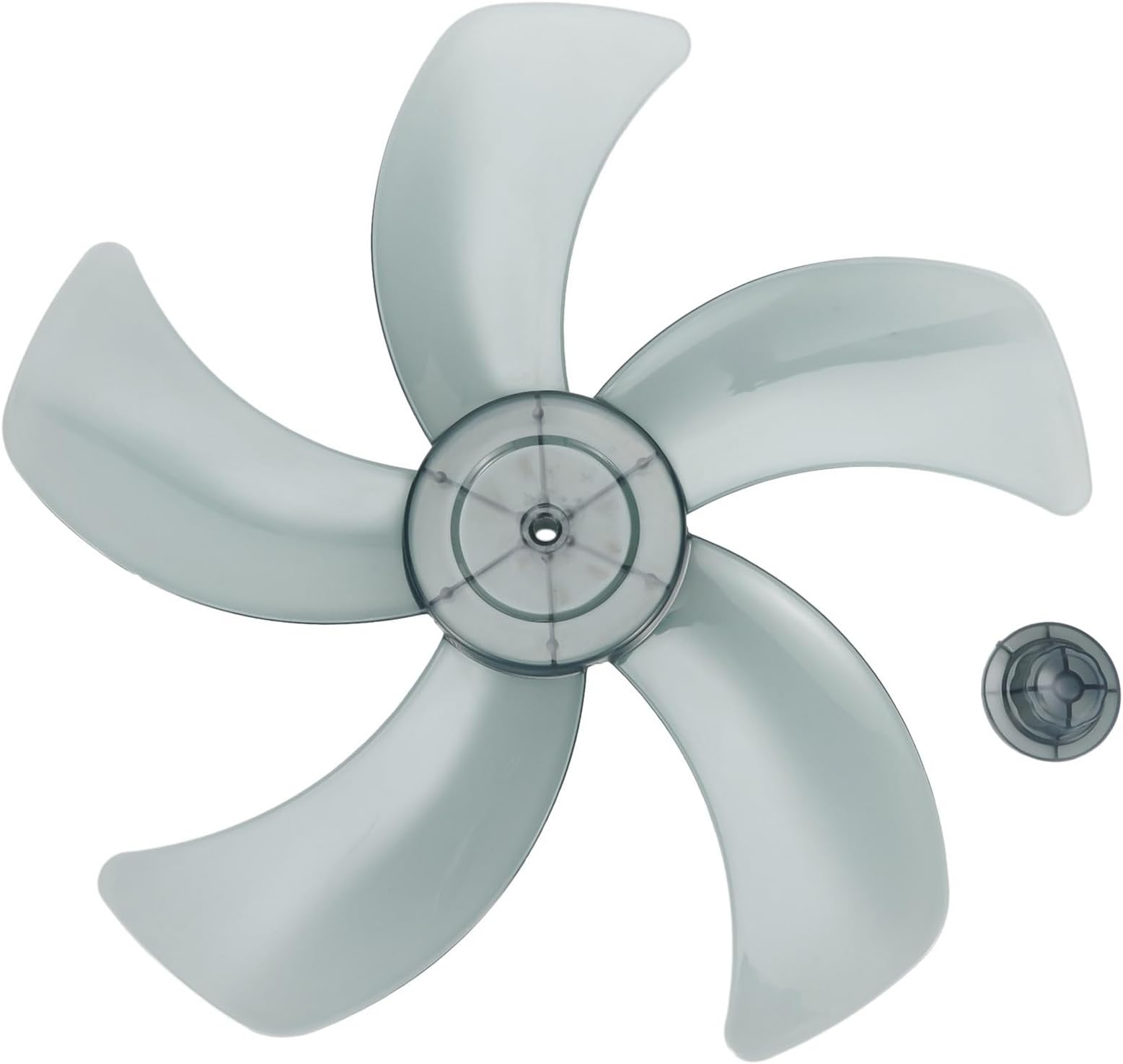 16 Inch Plastic Fan Blade Replacement for Pedestal & Desk Fans – 5-For Leaf PP Design with Nut Cover, Lightweight and Low-Noise, 375 mm Diameter(Black)