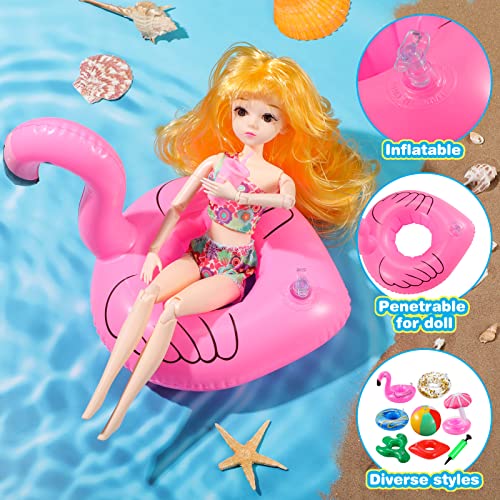 6 Pcs Pool Floaties For Girl Dolls, Girl Doll Swim Accessories Set Swimming Pool Floaties Party Ring Girl Dolls Cup Coasters Dolls Pool Toys Doll Pool For 11.5" Dolls Girl Swimming Pool Toy #TOP1