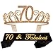 70th Birthday Gifts for Woman, 70th Birthday Tiara and Sash, Happy 70th Birthday Party Supplies, 70 & Fabulous Sash and Tiara Birthday Crown for 70th Birthday Party Supplies and Decorations
