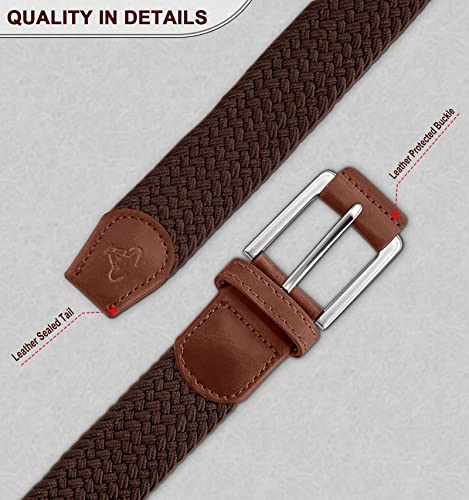 Image of Stretch Belt Men,Bulliant Mens Woven Stretch Braided Belt 1 3 /8