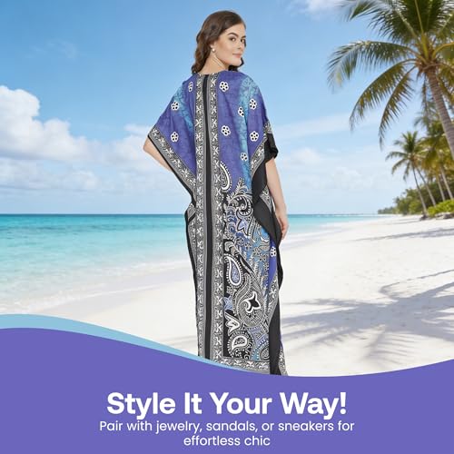 Image of Oussum Women Polyester Casual Long Plus Size Beach Caftan Cover Up Maxi Dress 1X-3X Summer Kaftan Dresses for Women