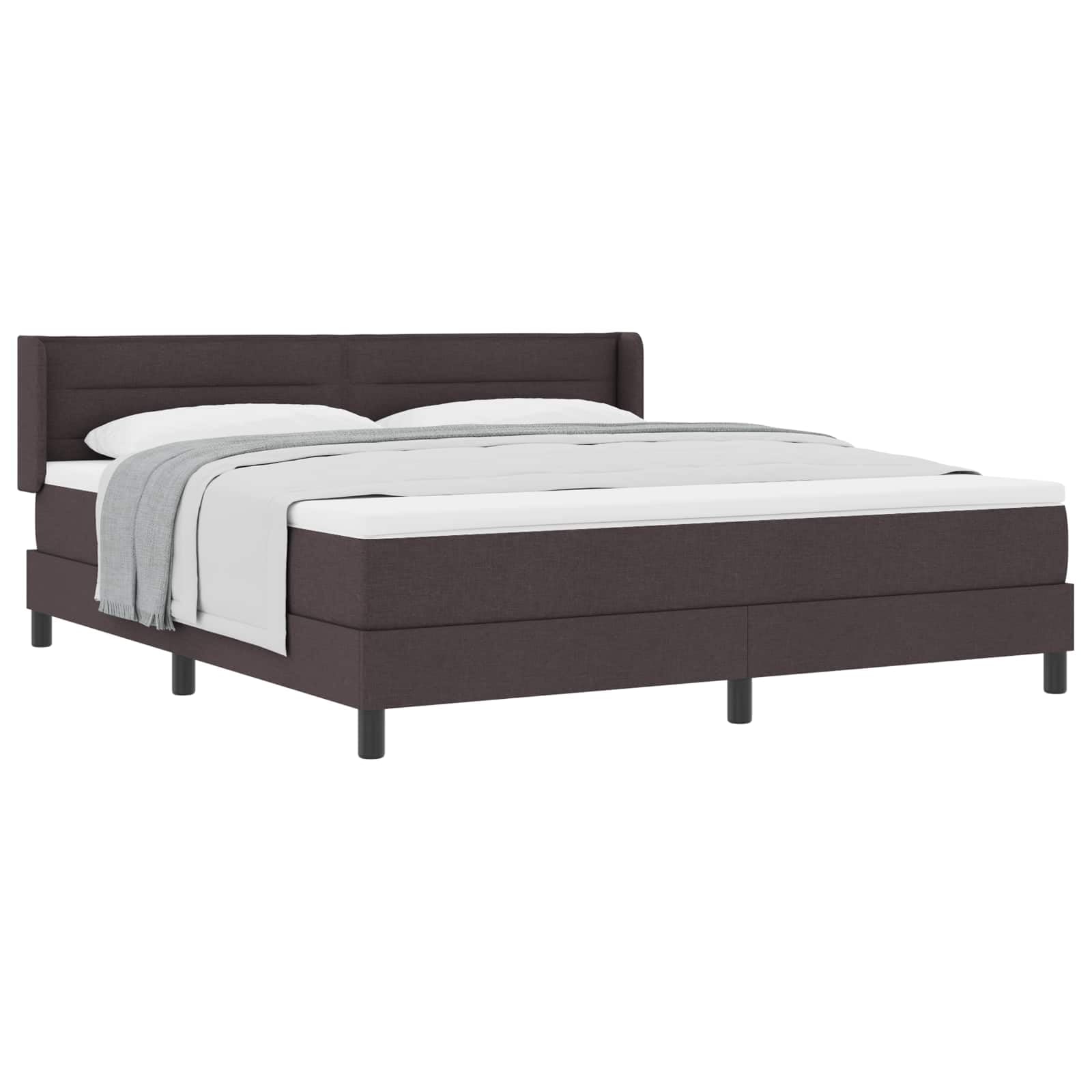 Lit Box Spring avec Matelas Super King 180x200 cm Marron foncé Polyester sommier à Lattes tête de lit réglable 2 Personnes Design Moderne Chambre à Coucher Confort Durable 280 kg