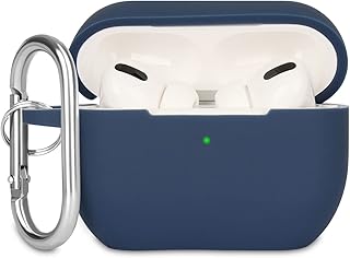 KOKOKA Case Cover Compatible with Airpods Pro, Soft Silicone Skin Case Cover Shock-Absorbing Protective Case for Airpods Pro 2019 with Carabiner, Front LED Visible, Midnight Blue