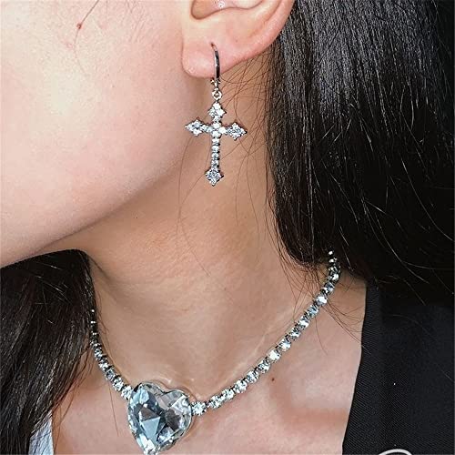 Fashion CZ Cross Dangle Earrings for Women Hypoallergenic Crystal Charms Drop Dangling Huggie Small Hoop Cartilage Cuff Dainty Punk Faith Jewelry Gifts for Prayer2