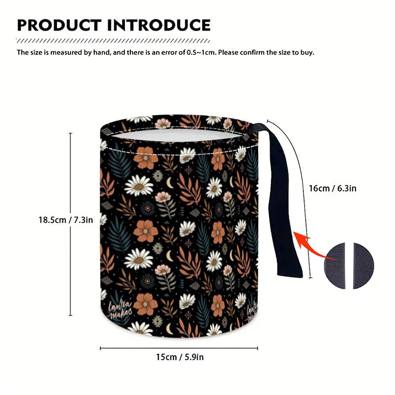 Image of Portable Reusable Waterproof Car Trash Bin, Multipurpose Vehicle Organizer, Road Trip Essentials (Little Flower)