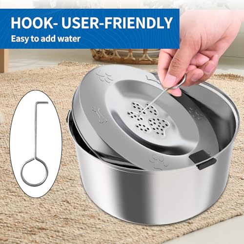 RYAKKA 3L Anti Schling Wassernapf Hunde ohne Sabbern Edelstahl Trinknapf für Reisen| Anti Schlabber | Slow Feeder Reisenäpfe für Mittelgroße & Sloppy Hunde